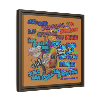 drop the beat - framed canvas art (light brown)