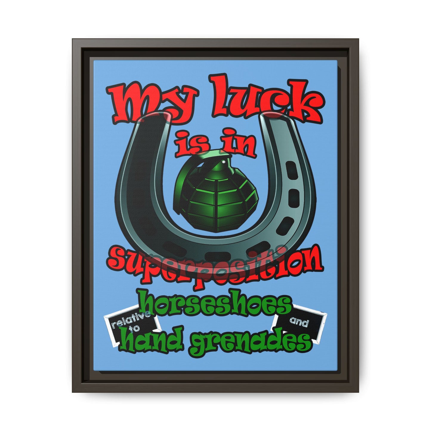 my luck - framed canvas art (light blue)