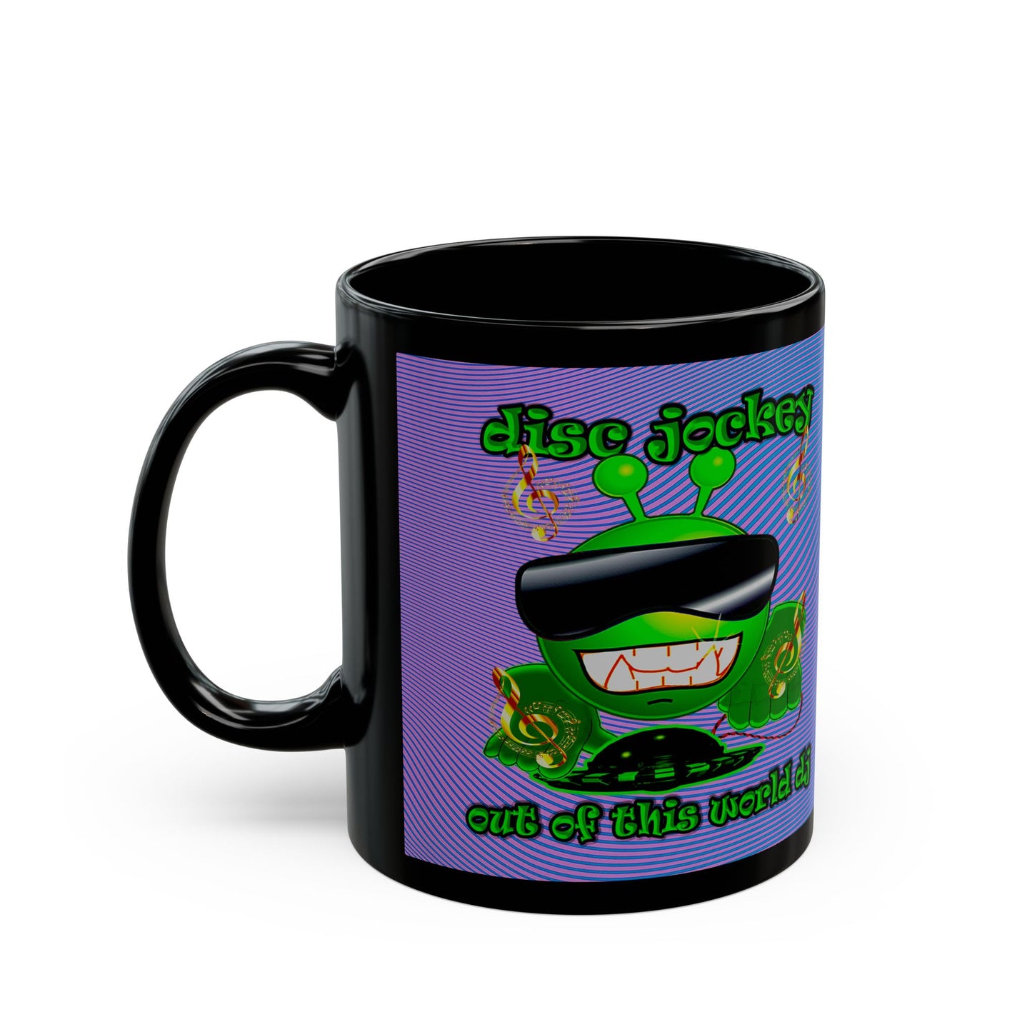 disc jockey - Black Mug (light blue-purple wave)