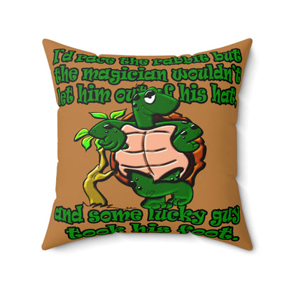 turtle race - Faux Suede Square Pillow - (light brown)