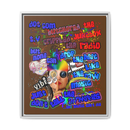 drop the beat - framed canvas art (brown)