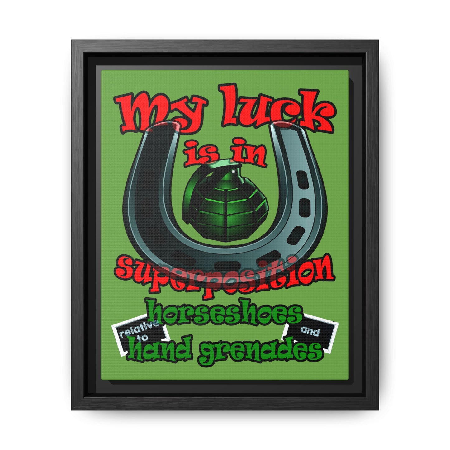 my luck - framed canvas art (green)