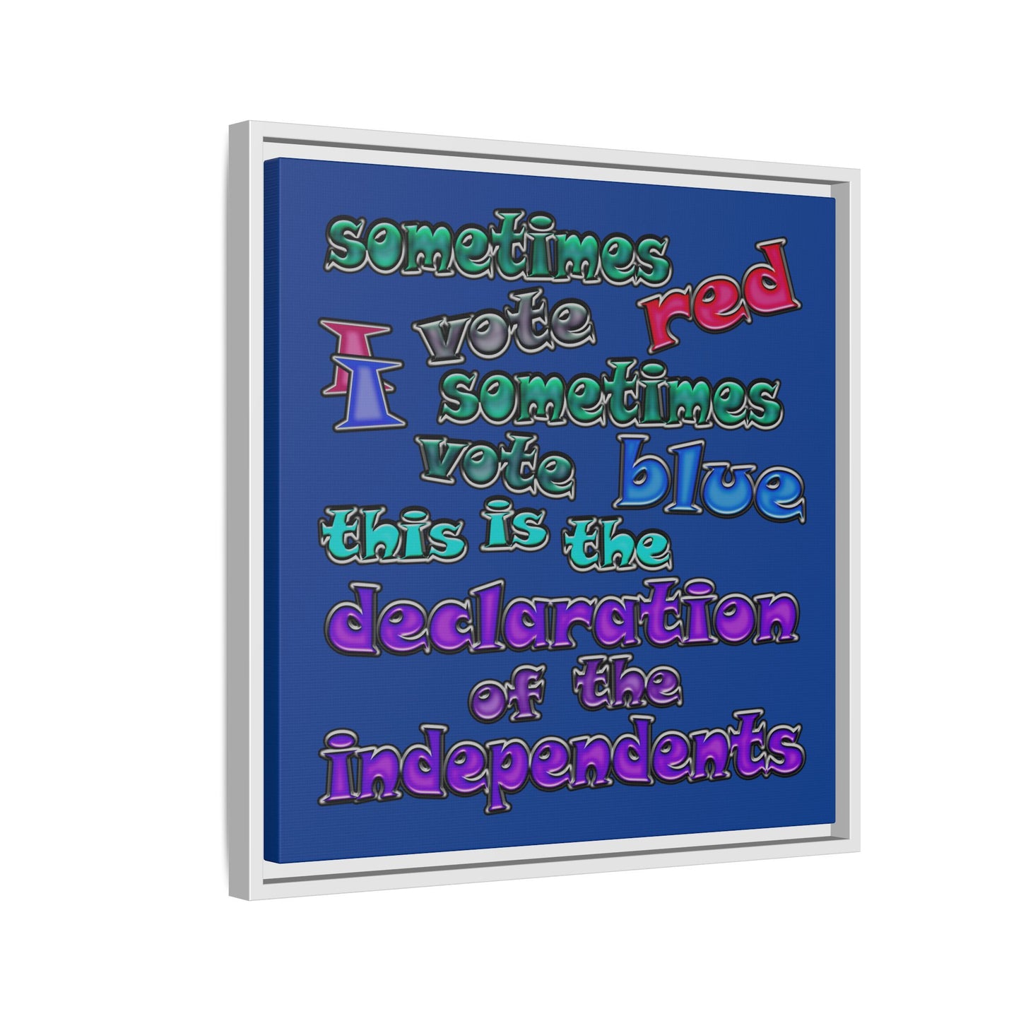 declaration of the independents - framed canvas art (dark blue)