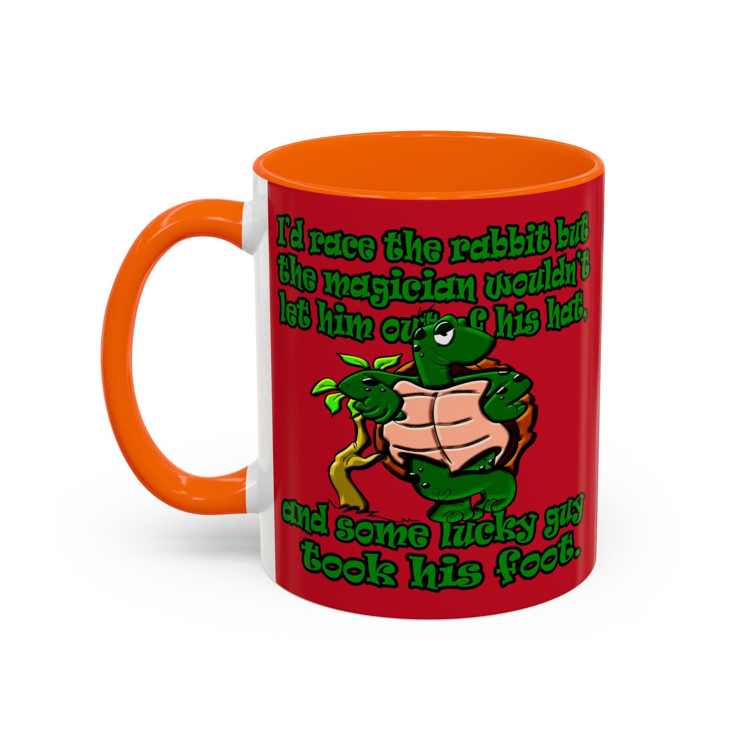 turtle race - Accent Mug (dark red)