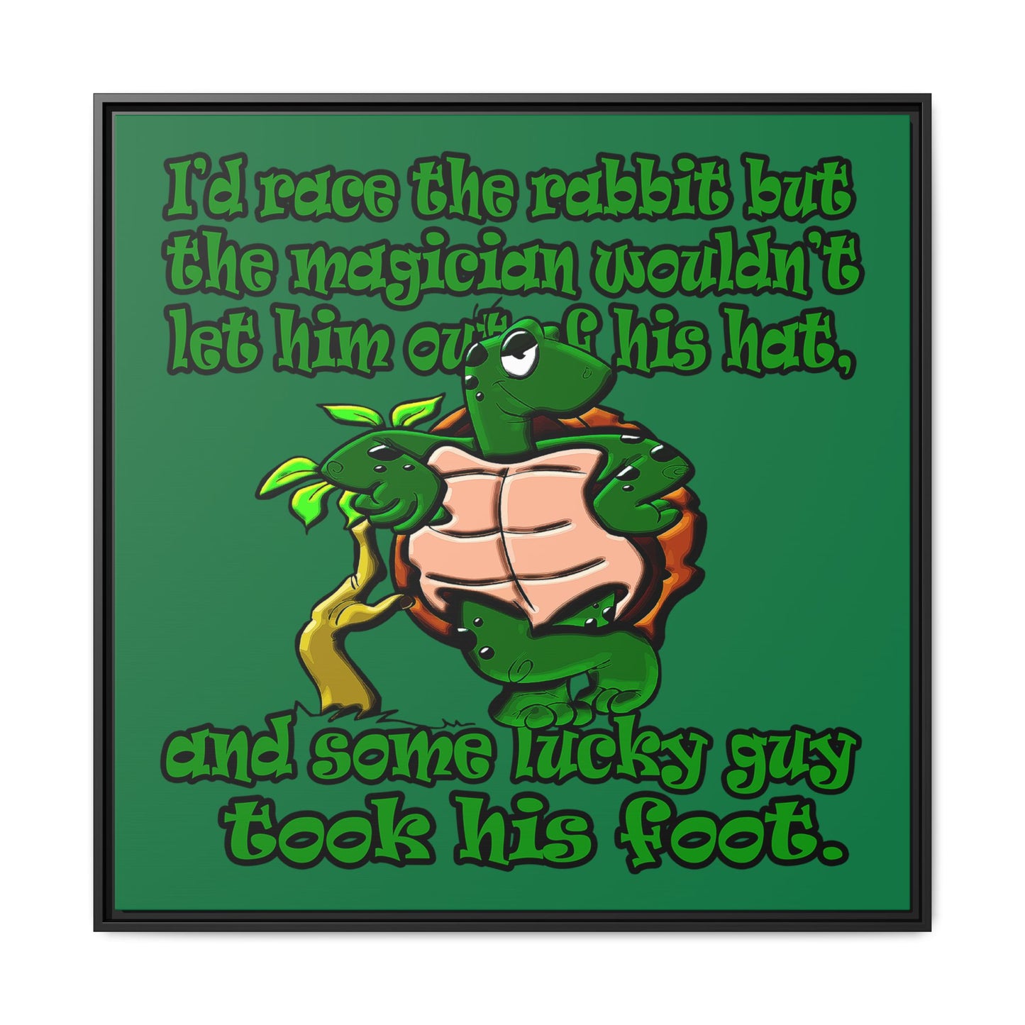 turtle race - framed canvas art (dark green)