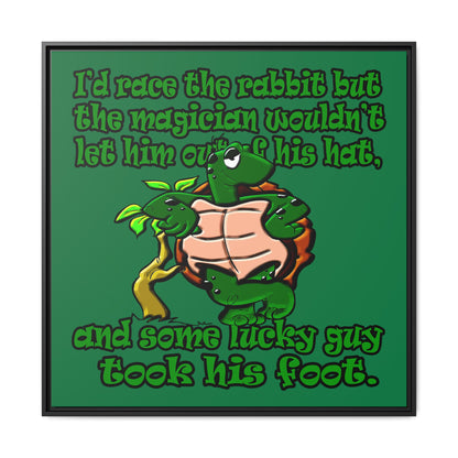 turtle race - framed canvas art (dark green)
