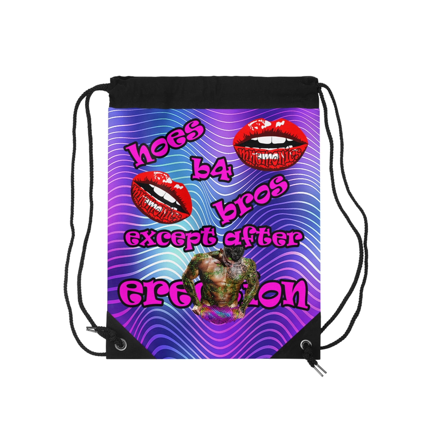 hoes b4 bros - Drawstring Bag (purple wave)