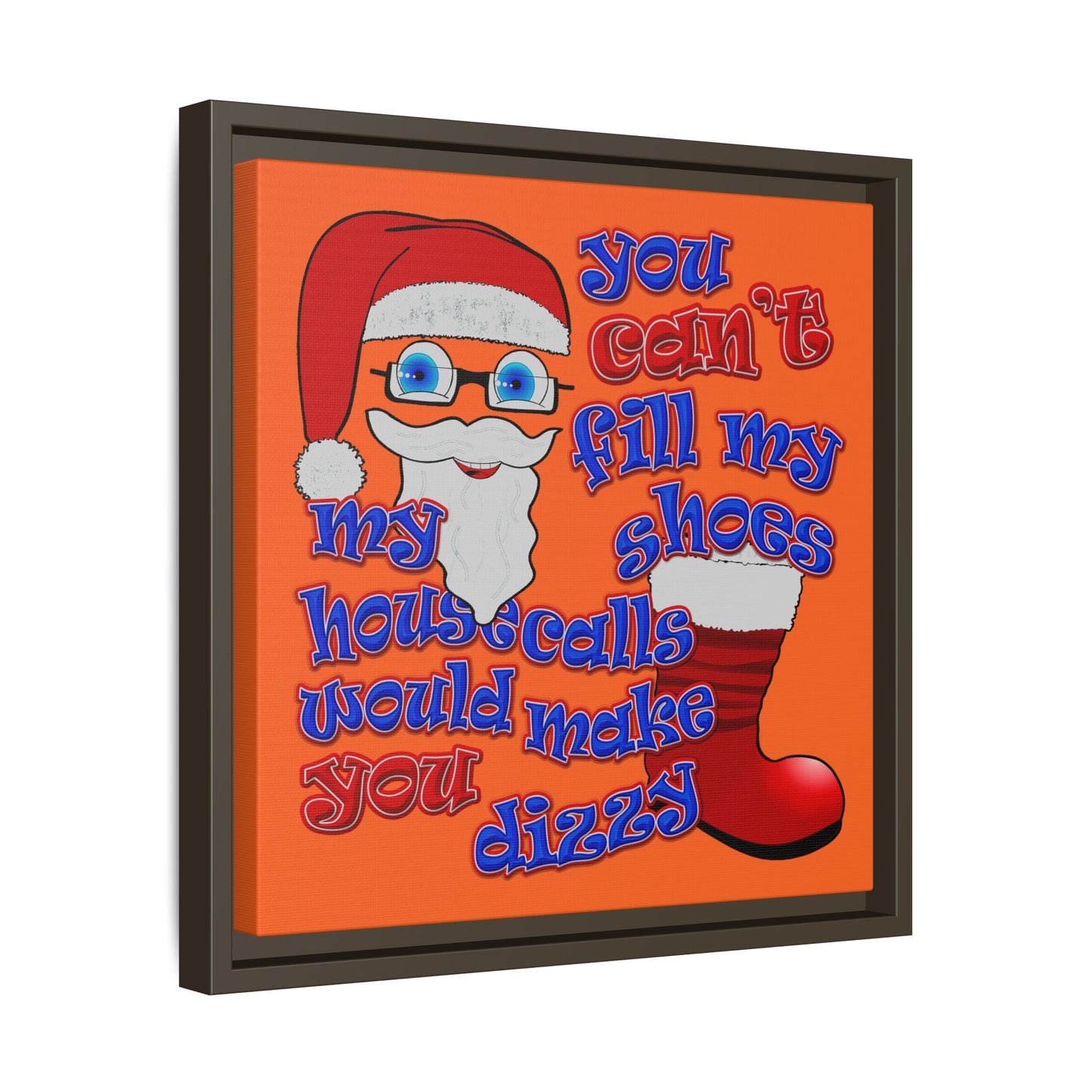 santa's shoes - framed canvas art (orange)
