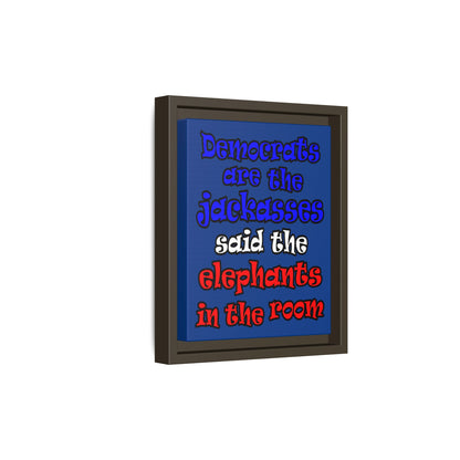 donkeys and elephants - framed canvas art (dark blue)