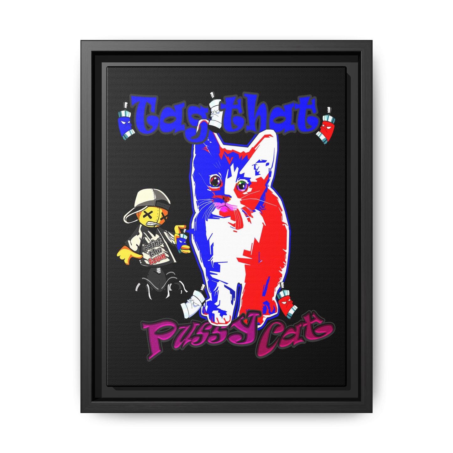 tag that - framed canvas art (black)