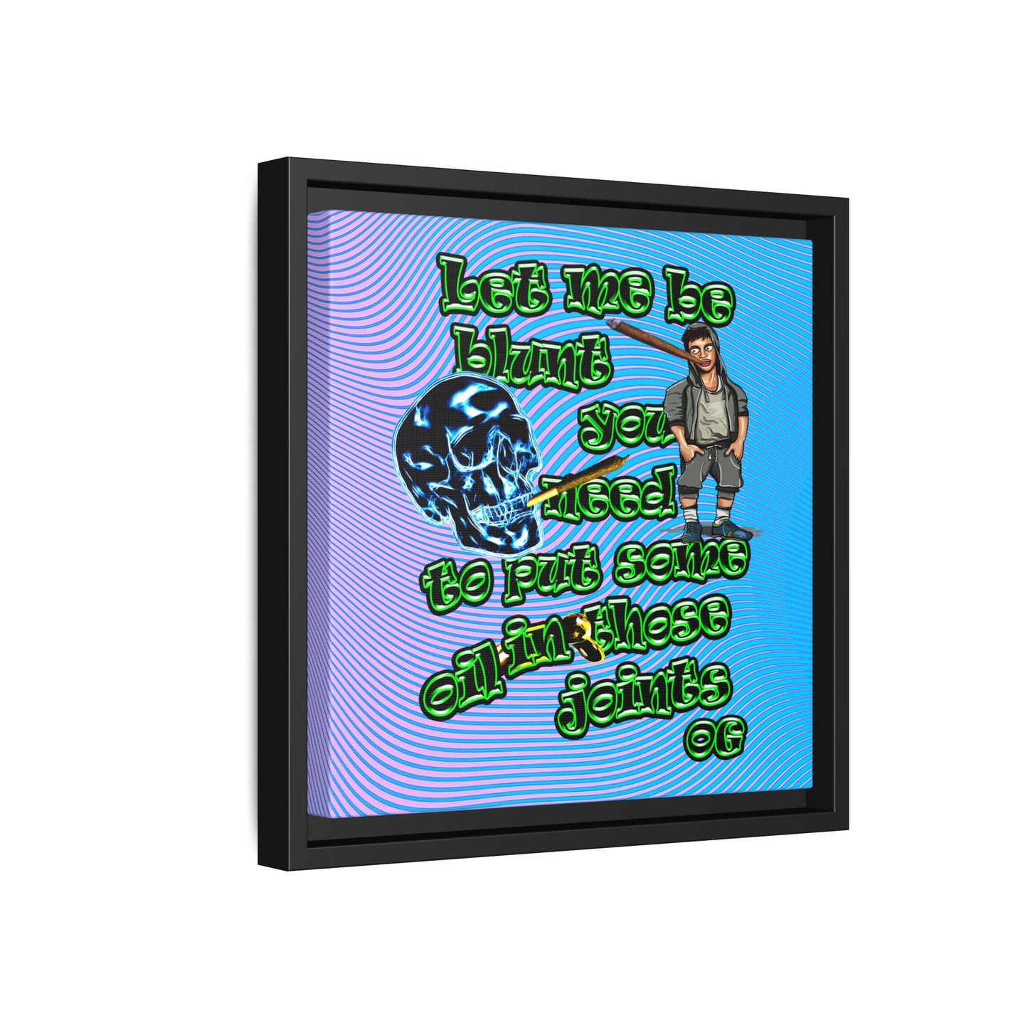 og - framed canvas art (light blue-purple wave)