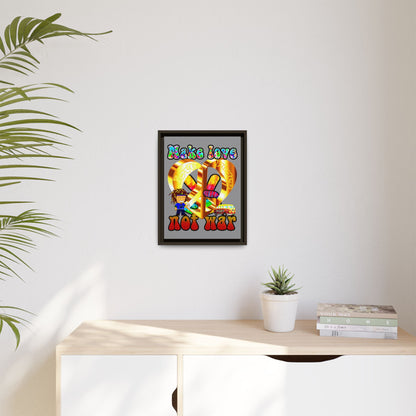 love peace - framed canvas art (grey)