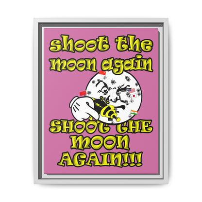 shoot the moon again - framed canvas art (light pink)