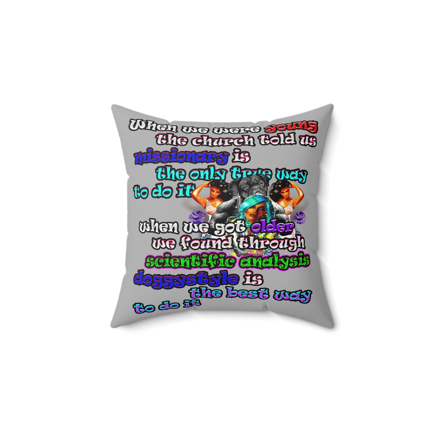 doggystyle - Spun Polyester Square Pillow - (light grey)
