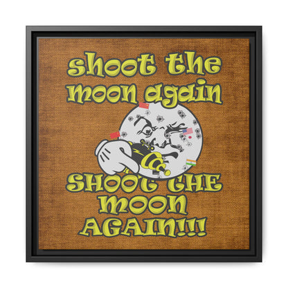 shoot the moon again - framed canvas art (brown papyrus)