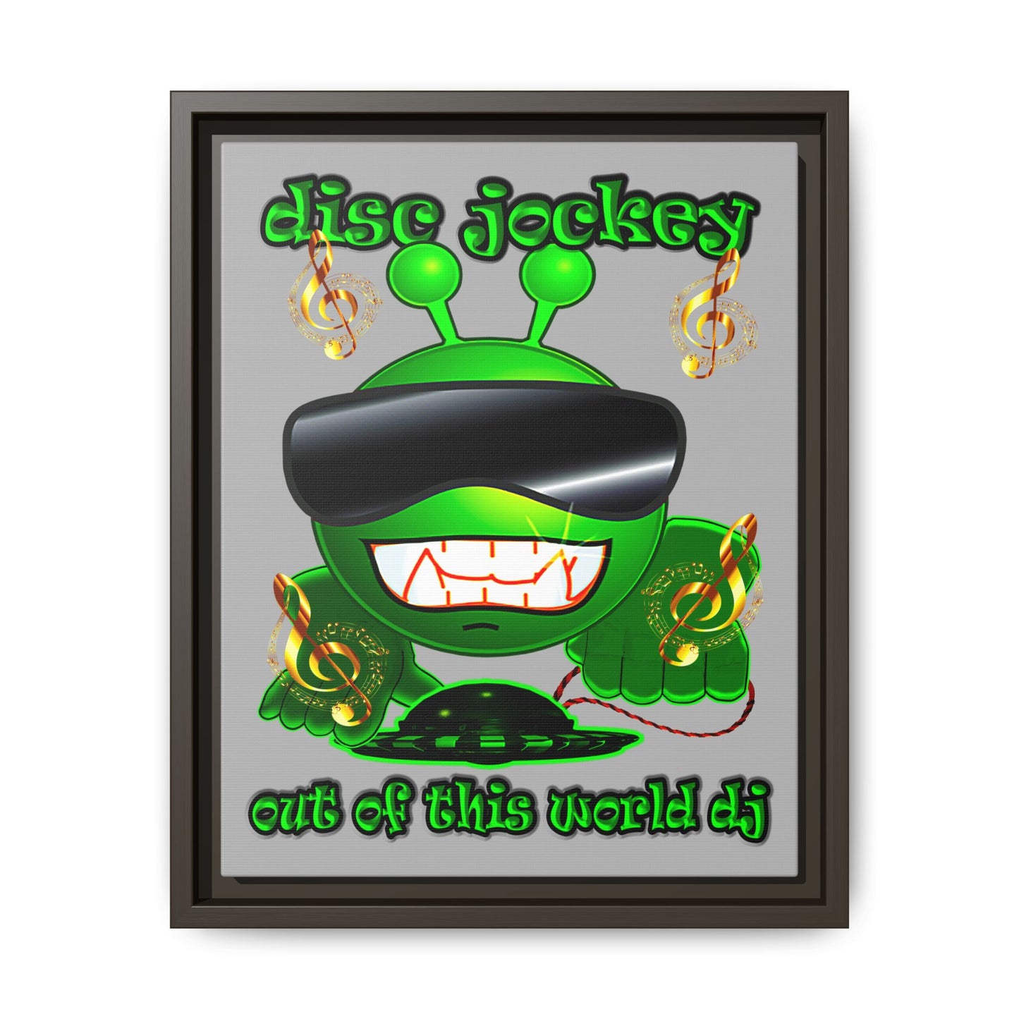 disc jockey - framed canvas art (light grey)