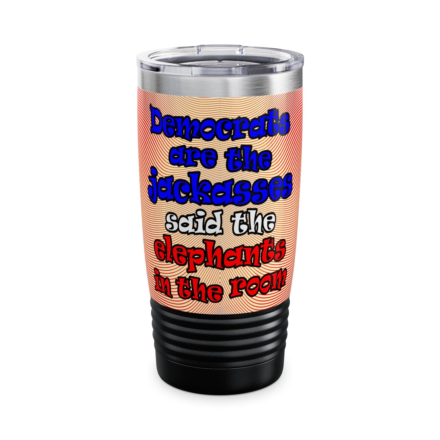 donkeys and elephants - Ringneck Tumbler, 20oz (yellow-orange wave)