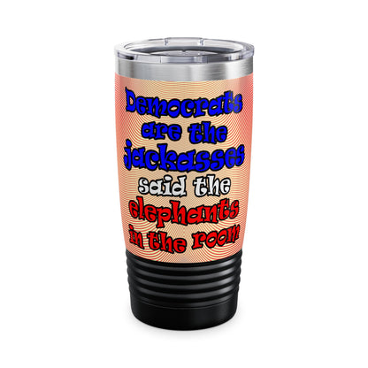 donkeys and elephants - Ringneck Tumbler, 20oz (yellow-orange wave)