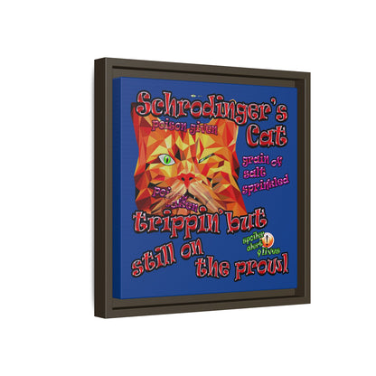 schrodinger's cat - framed canvas art (dark blue)