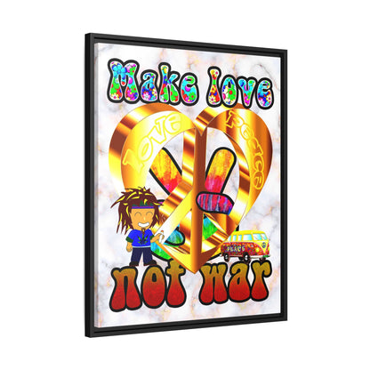 love peace - framed canvas art (white marble)