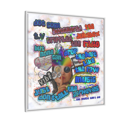 drop the beat - framed canvas art (white marble)