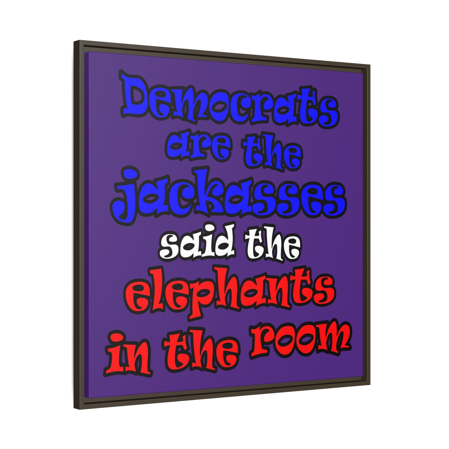 donkeys and elephants - framed canvas art (purple)