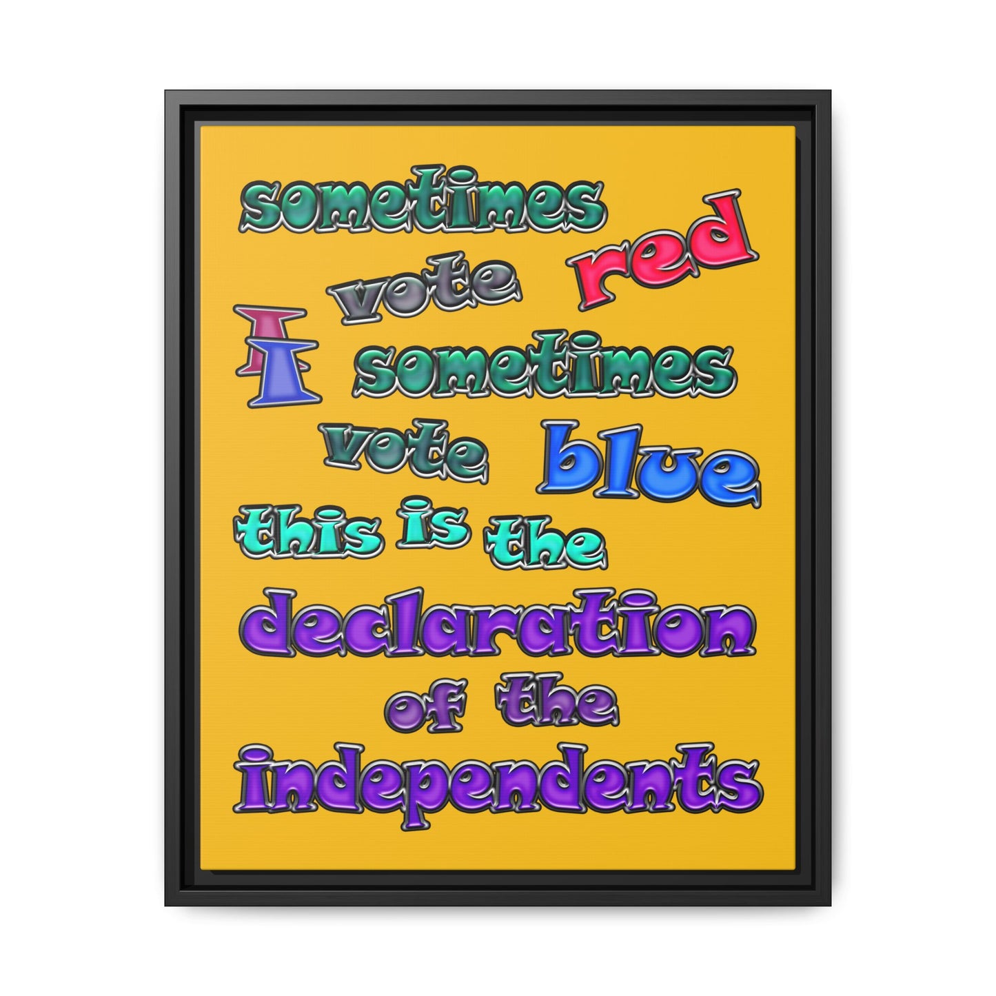 declaration of the independents - framed canvas art (yellow)