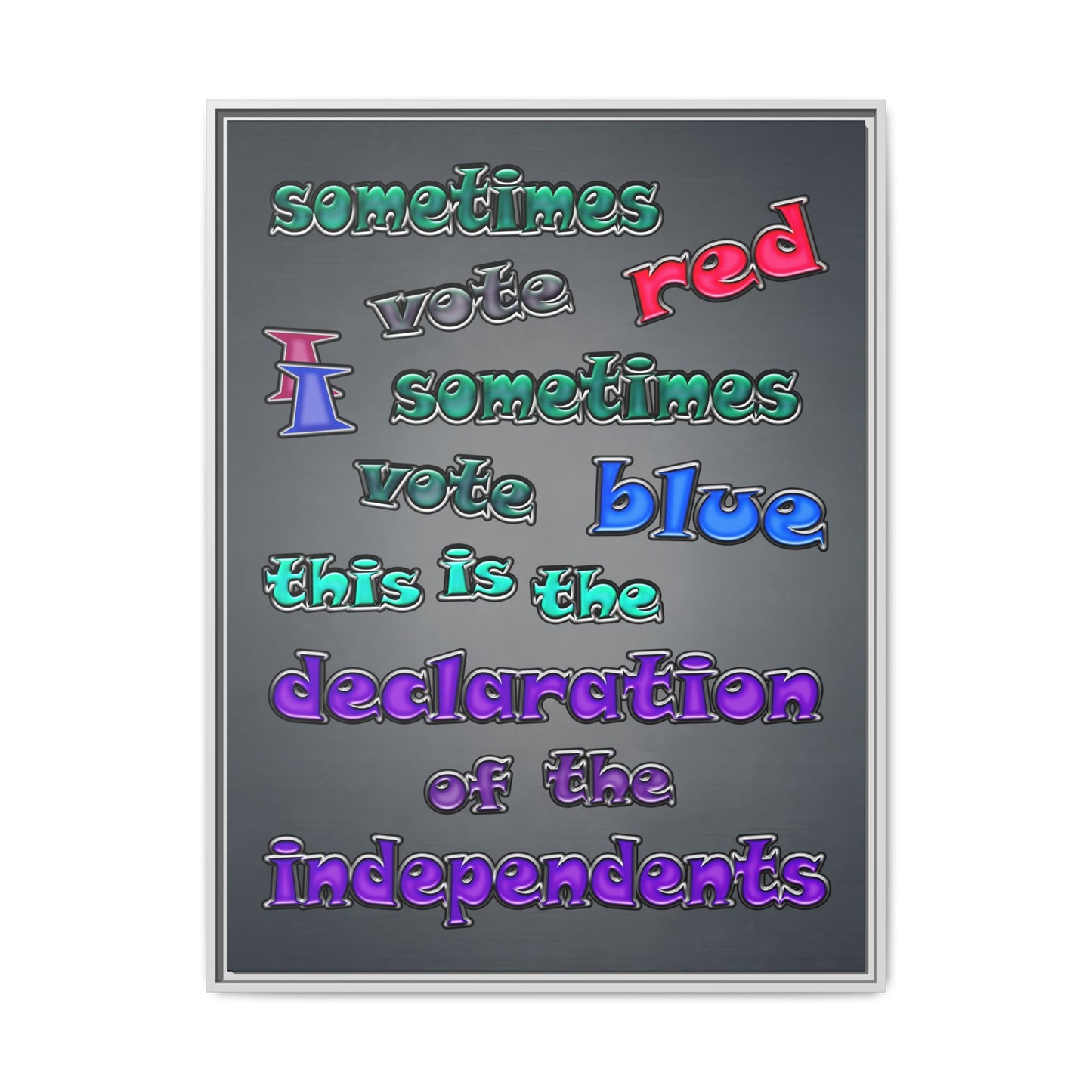 declaration of the independents - framed canvas art (grey-light grey)
