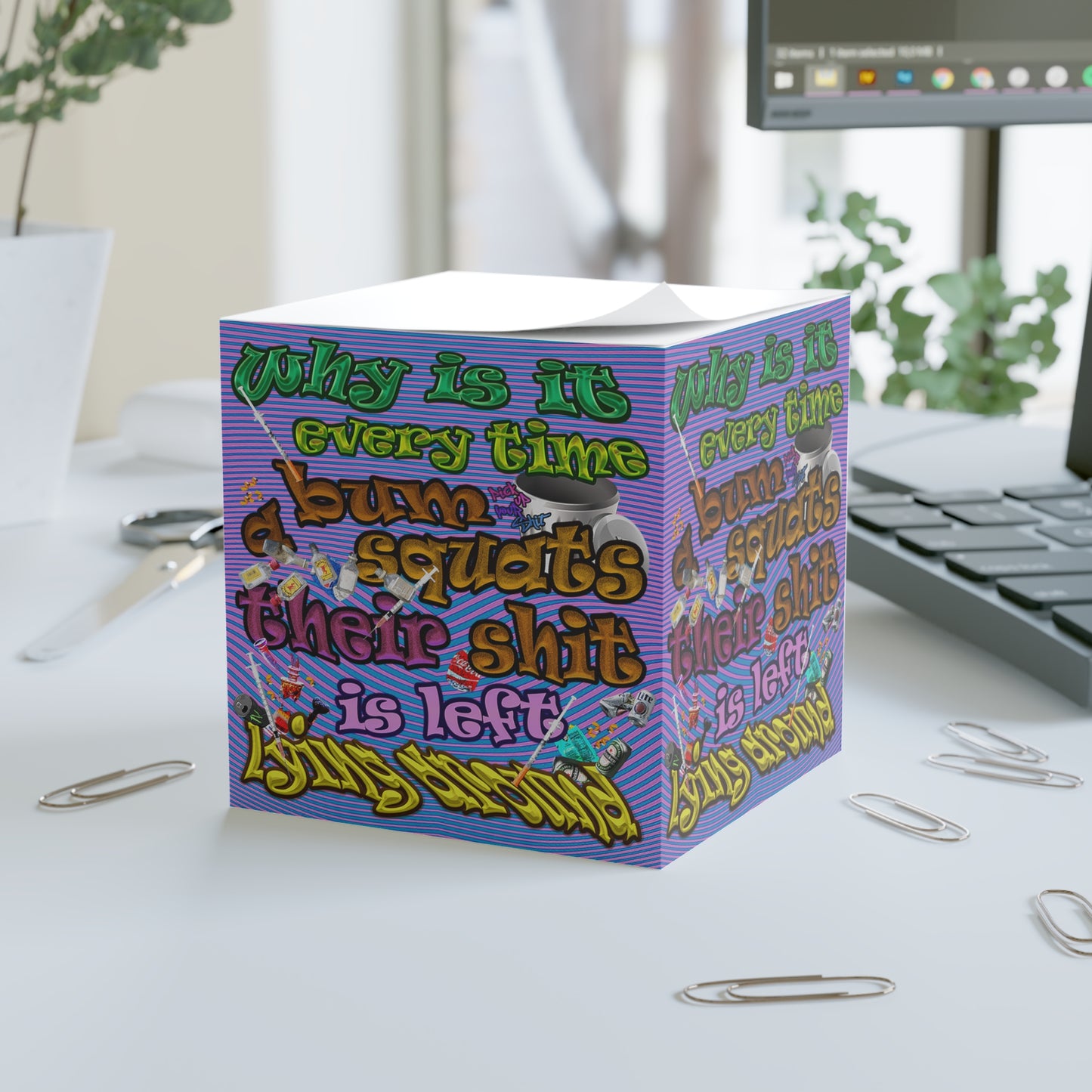 the bum's shit - note cube (light blue-purple wave)
