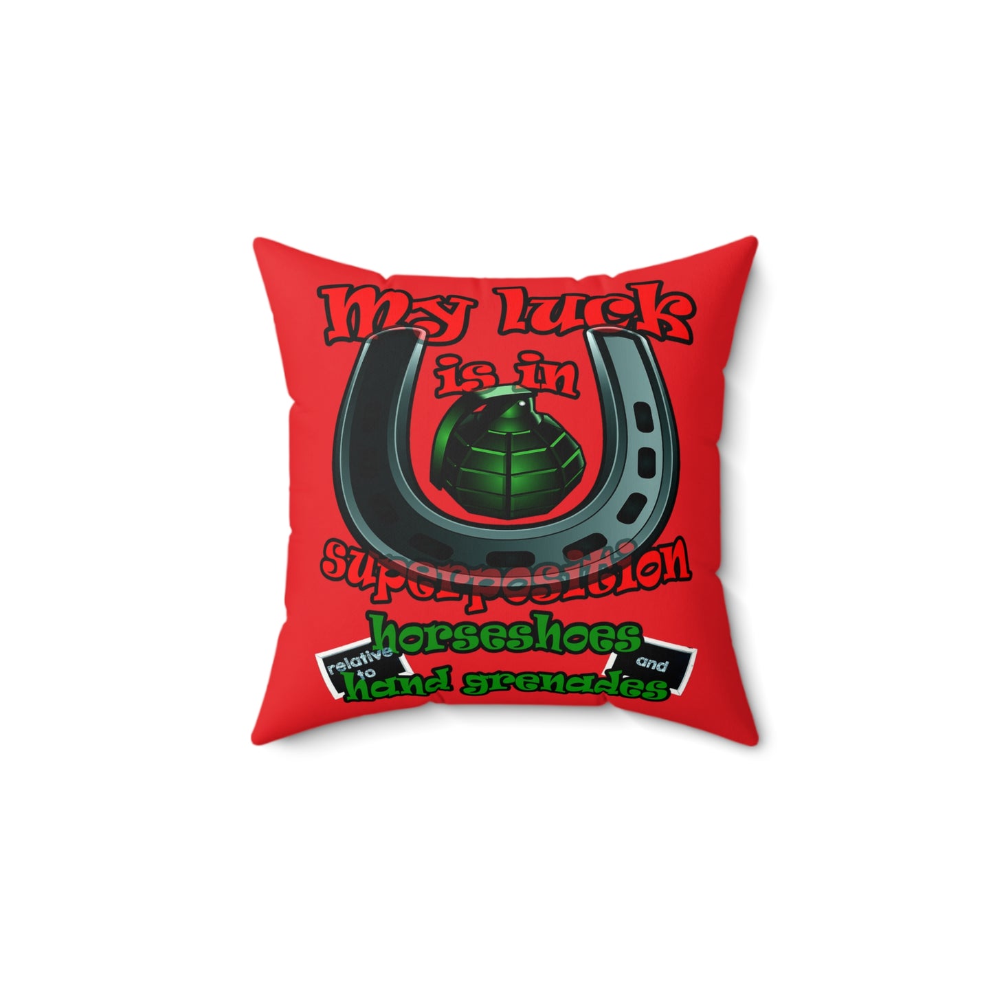 my luck - Faux Suede Square Pillow - (red)
