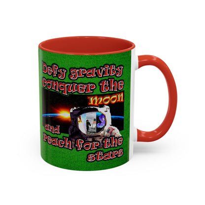 defy conquer reach - Accent Mug (green turf)