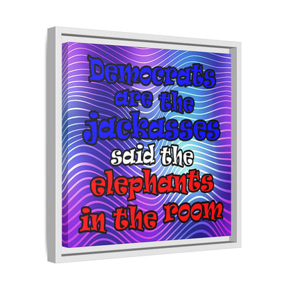 donkeys and elephants - framed canvas art (purple wave)