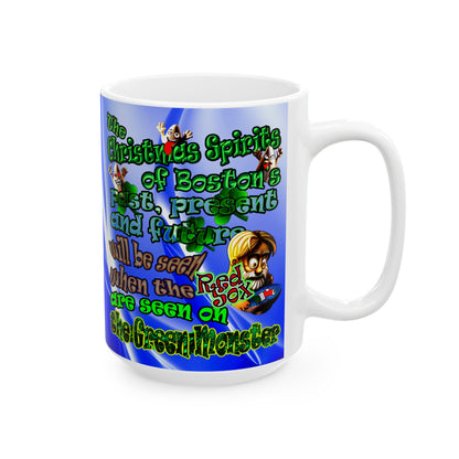 christmas spirits of boston - White Mug (blue-white wave)