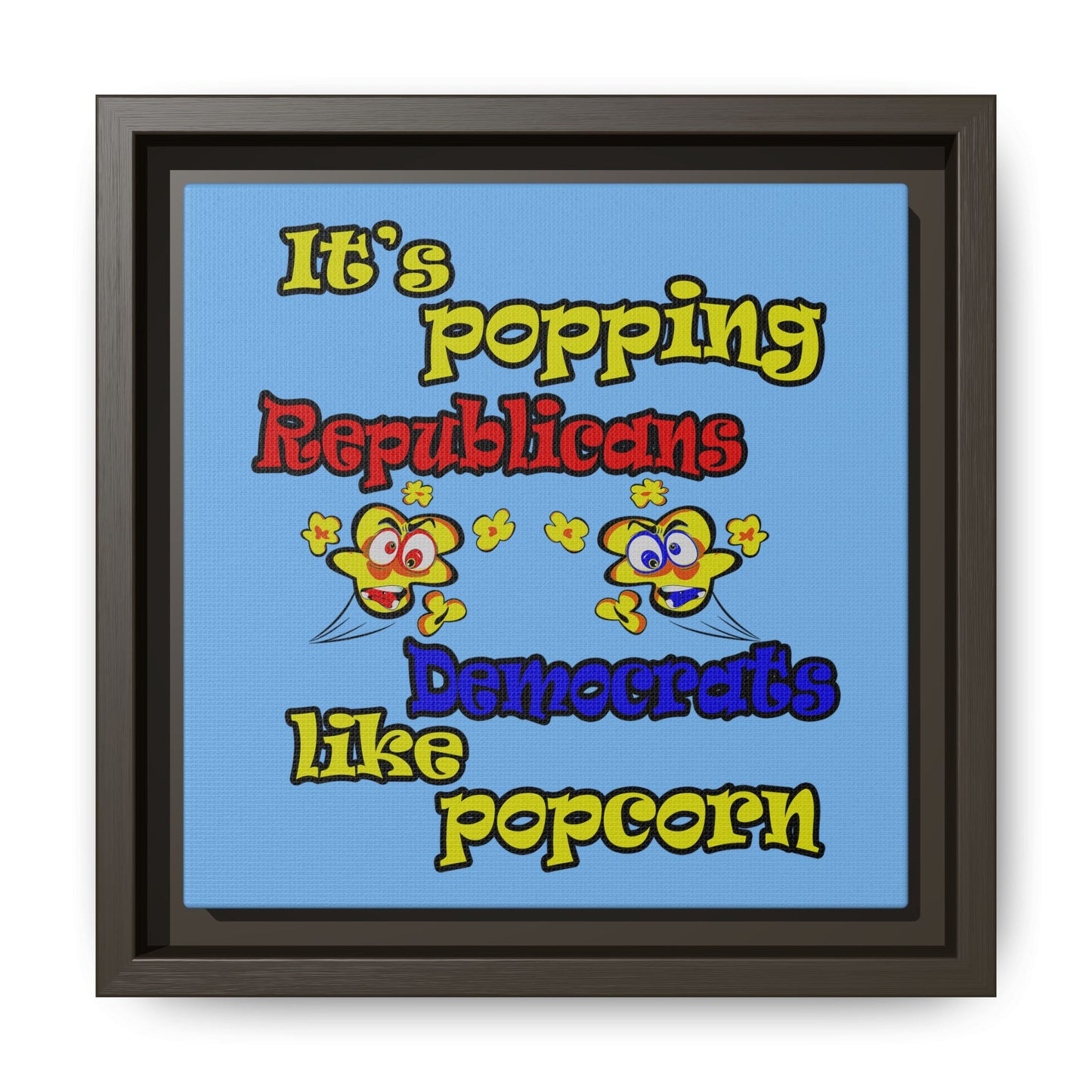 popping like popcorn - framed canvas art (light blue)