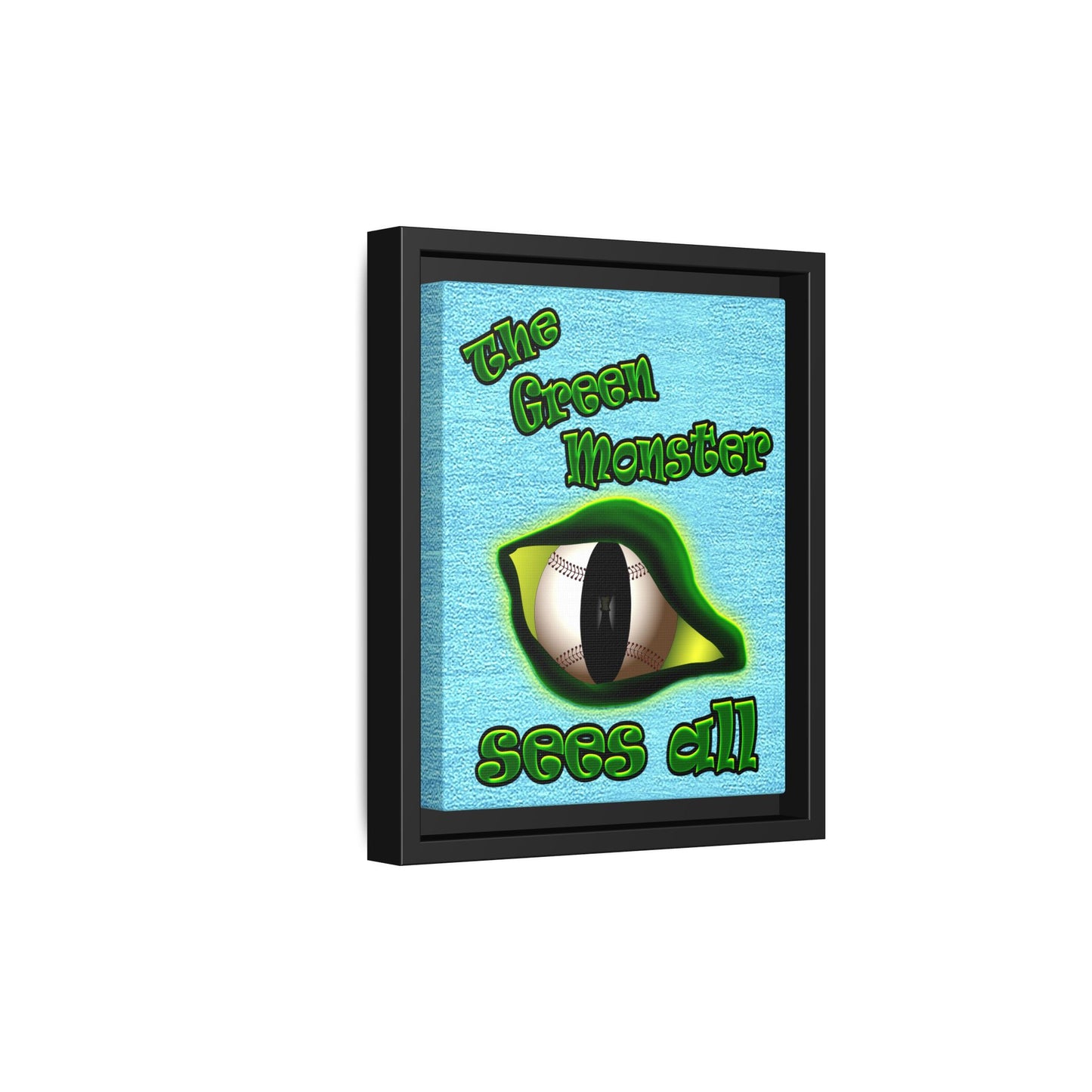 green monster - framed canvas art (faded blue)