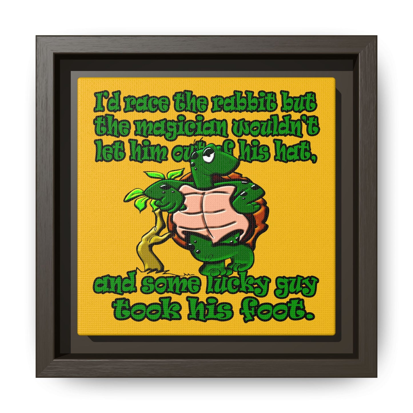 turtle race - framed canvas art (yellow)