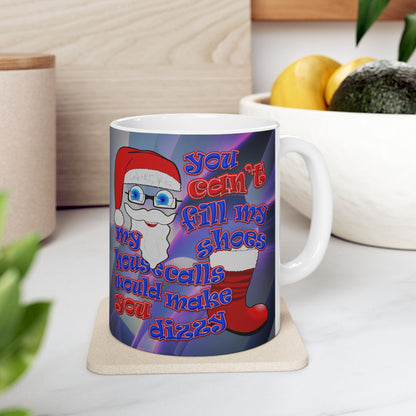 santa's shoes - White Mug (grey-pink wave)