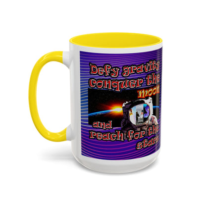 defy conquer reach - Accent Mug (purple wave)