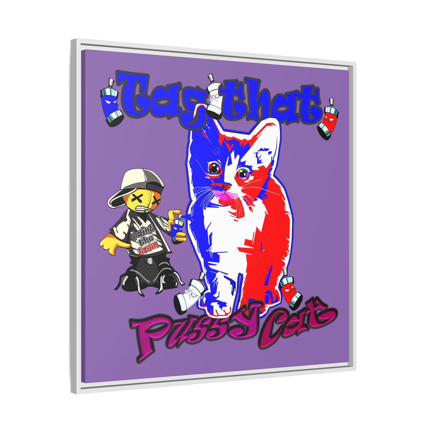 tag that - framed canvas art (light purple)