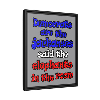 donkeys and elephants - framed canvas art (grey)