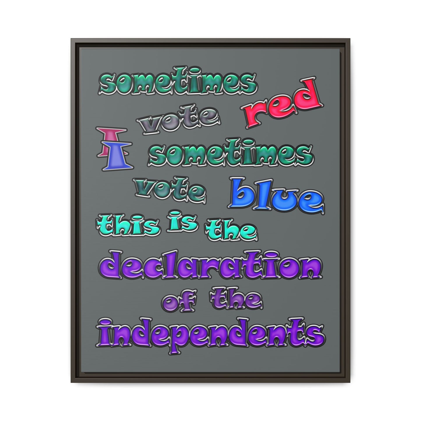 declaration of the independents - framed canvas art (dark grey)