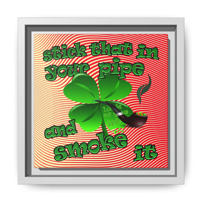 stick that in your pipe and smoke it - framed canvas art (yellow-orange wave)