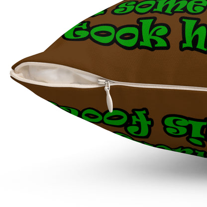 turtle race - Spun Polyester Square Pillow - (brown)