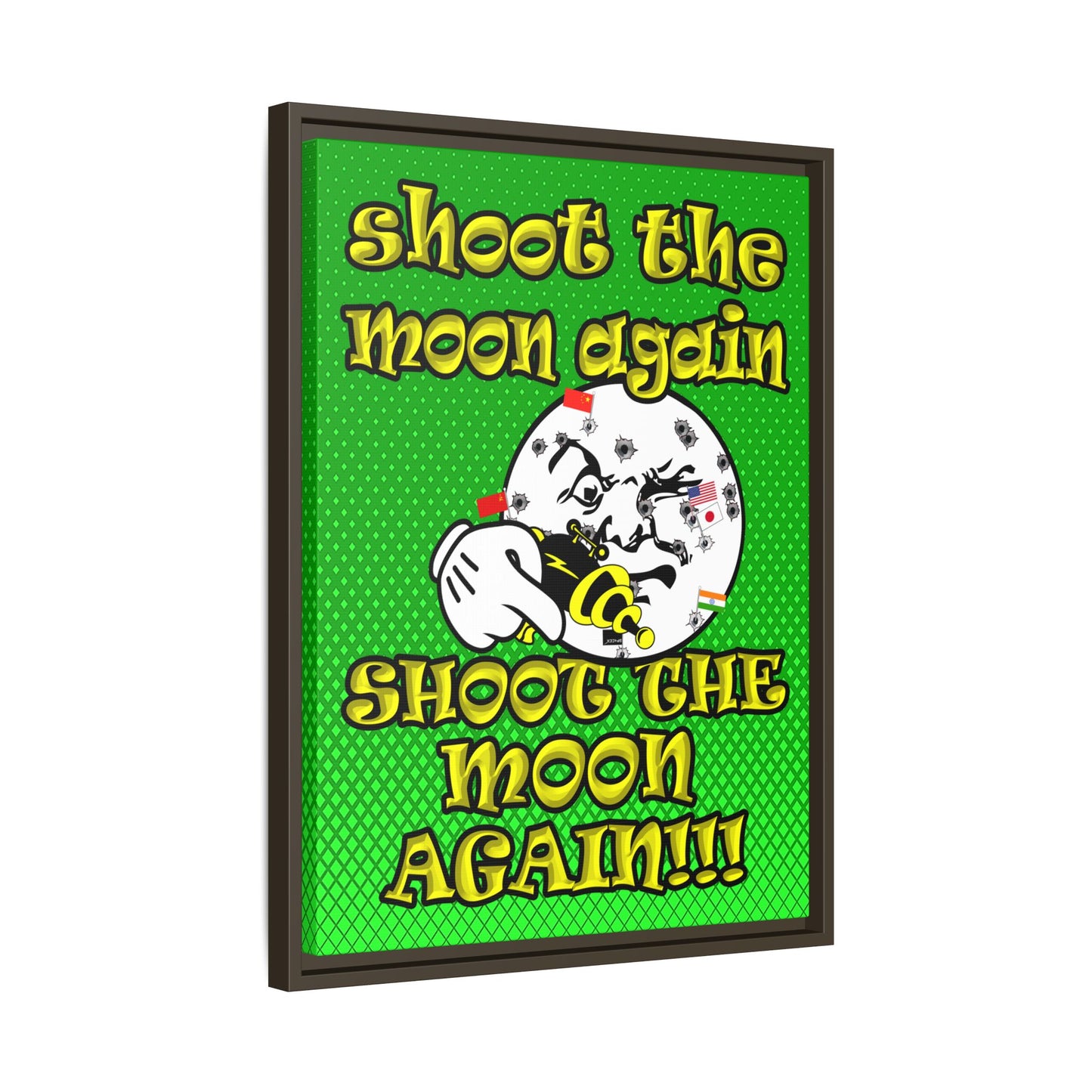 shoot the moon again - framed canvas art (logo green)