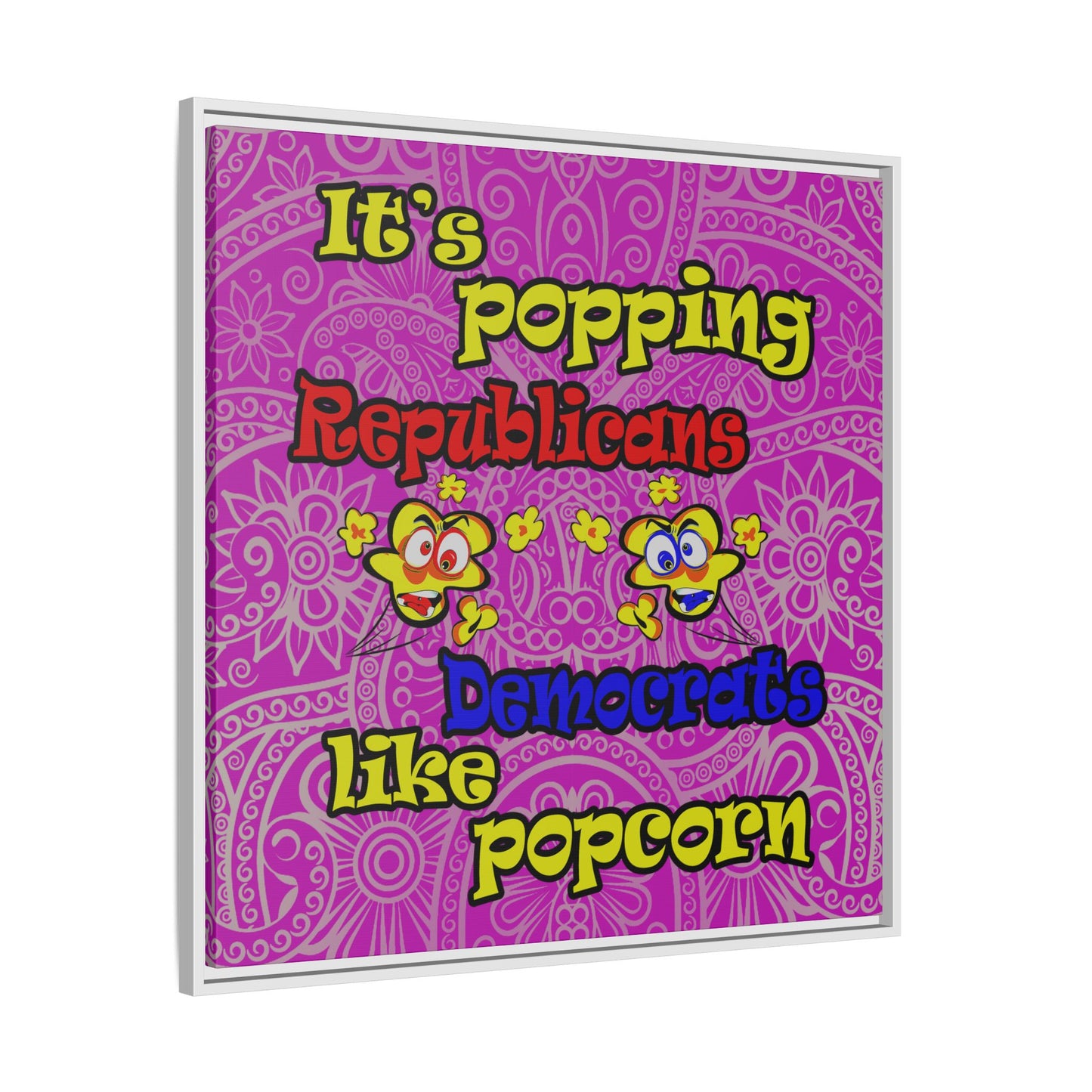 popping like popcorn - framed canvas art (pink swirl)