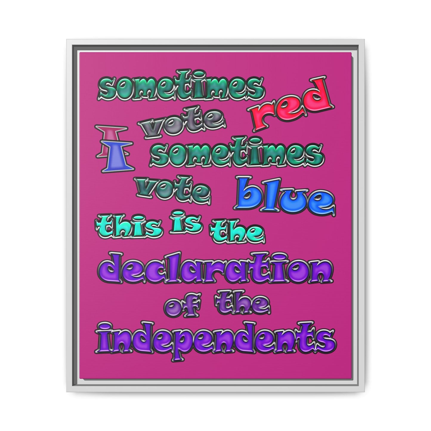 declaration of the independents - framed canvas art (pink)