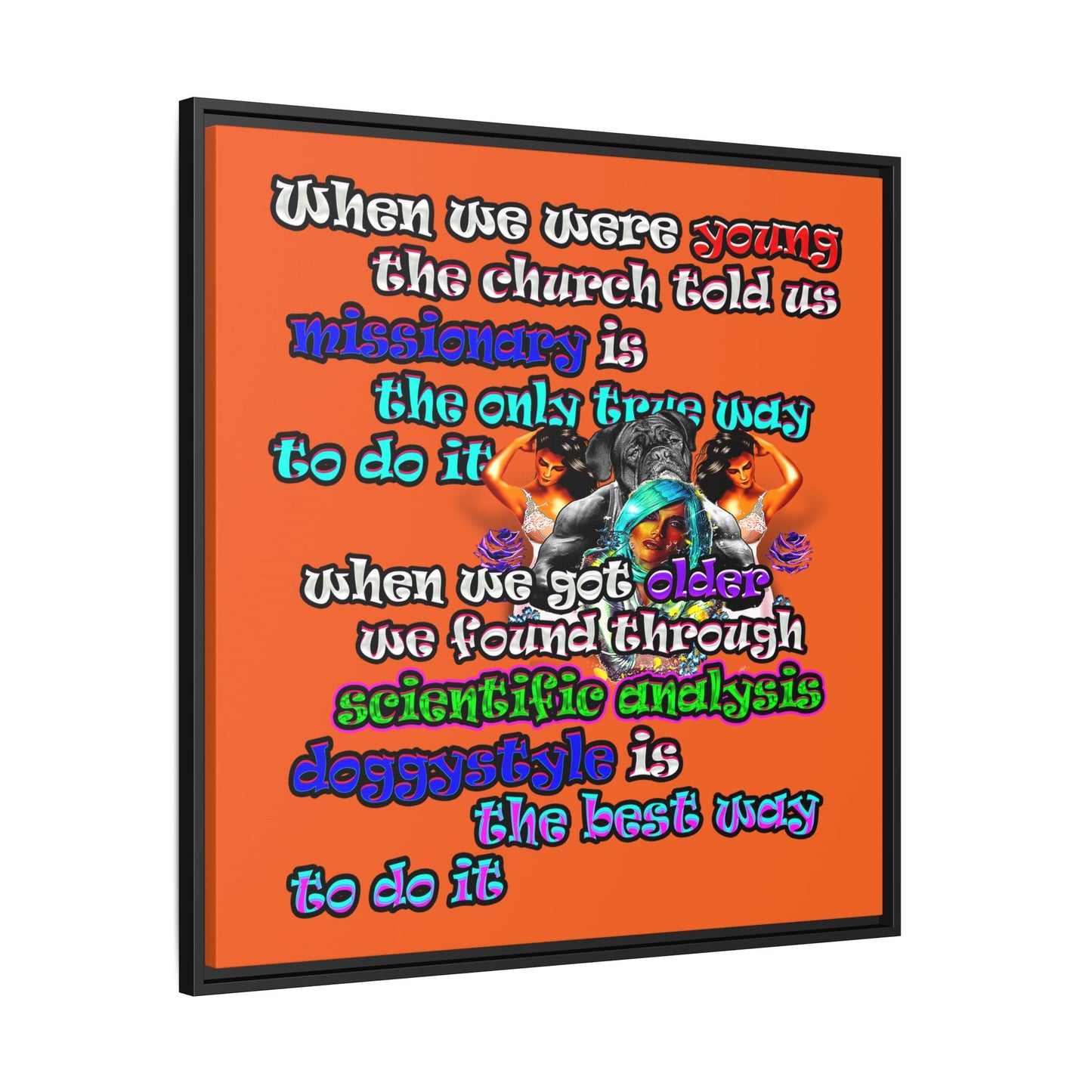 doggystyle - framed canvas art (orange)
