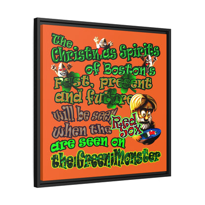 christmas spirits of boston - framed canvas art (orange)