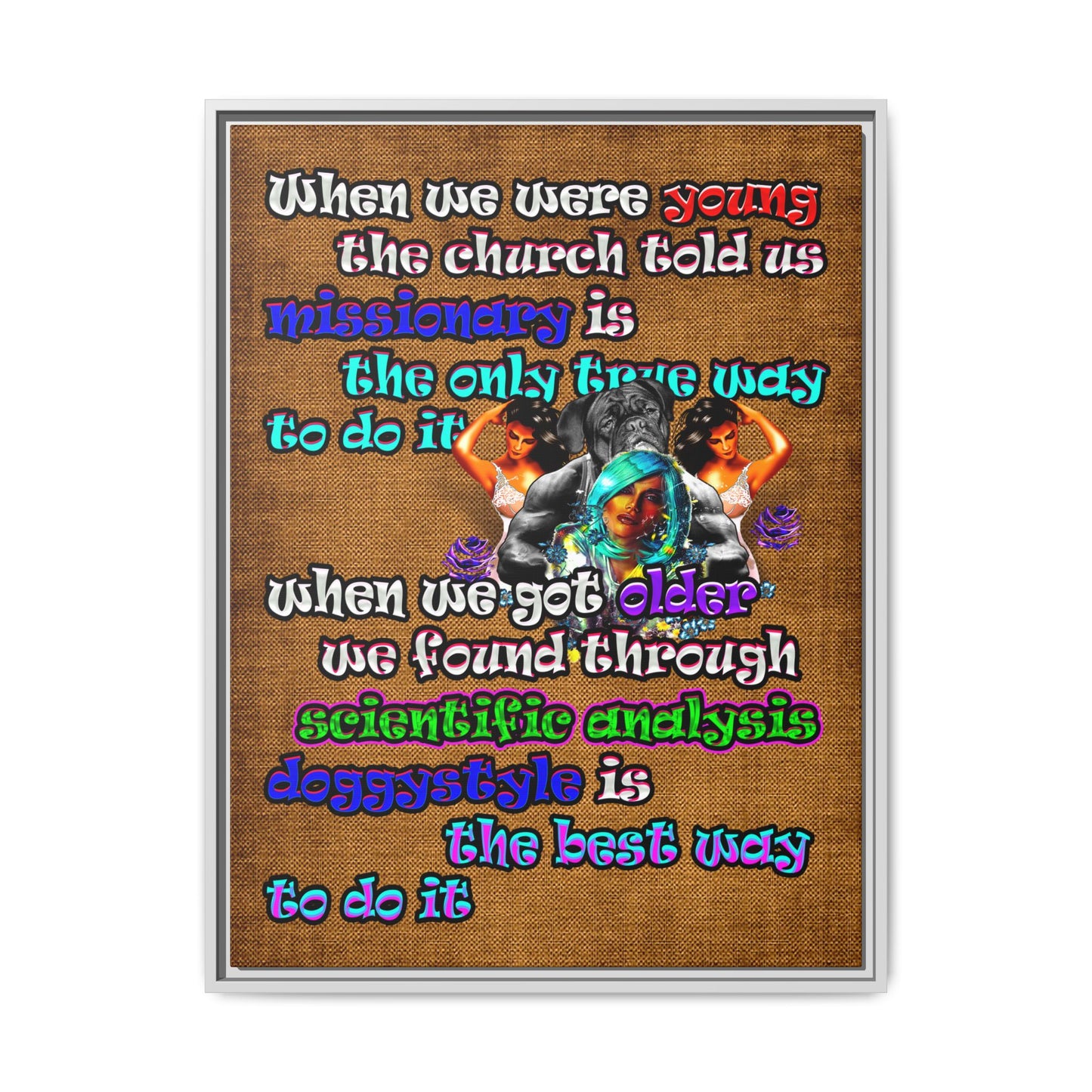 doggystyle - framed canvas art (brown papyrus)