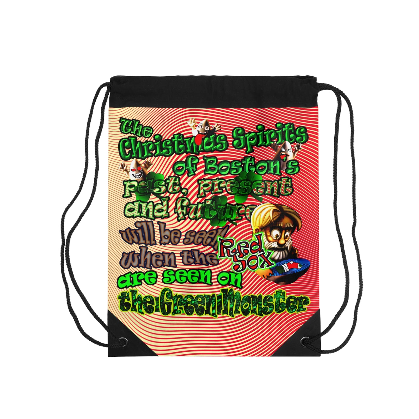 christmas spirits of boston - Drawstring Bag (yellow-orange wave)